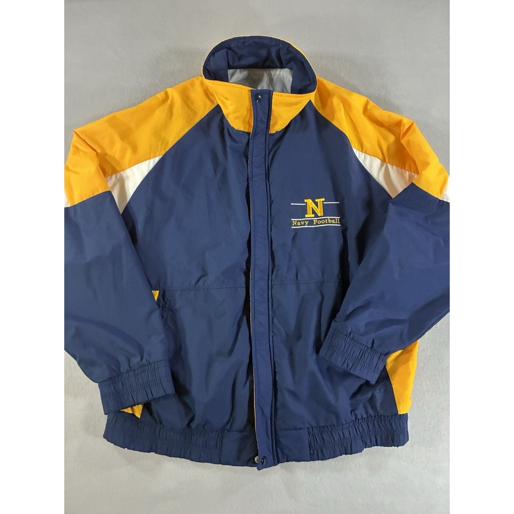 Vintage 90s MV Sport Navy Football Windbreaker Jacket. Size 2XL. Made In USA.